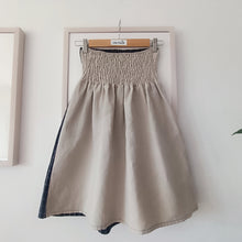 Load image into Gallery viewer, Blue minidress with white checks and ecru linen back