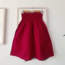 Load image into Gallery viewer, White and brown vichy minidress with strawberry red back