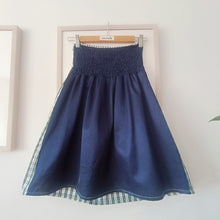 Load image into Gallery viewer, Green checked minidress with midnight blue satin back