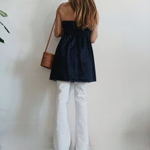 Load image into Gallery viewer, Green checked minidress with midnight blue satin back