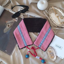 Load image into Gallery viewer, COLLAR UN/PAIR RED HOUNDSTOOTH DARK BROWN SHEEPSKIN COAT