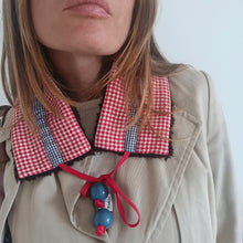 Load image into Gallery viewer, COLLAR UN/PAIR RED HOUNDSTOOTH DARK BROWN SHEEPSKIN COAT