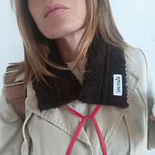 Load image into Gallery viewer, COLLAR UN/PAIR RED HOUNDSTOOTH DARK BROWN SHEEPSKIN COAT