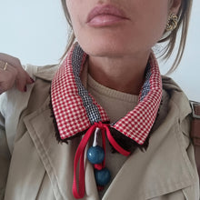 Load image into Gallery viewer, COLLAR UN/PAIR RED HOUNDSTOOTH DARK BROWN SHEEPSKIN COAT