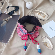 Load image into Gallery viewer, COLLAR UN/PAIR RED HOUNDSTOOTH DARK BROWN SHEEPSKIN COAT