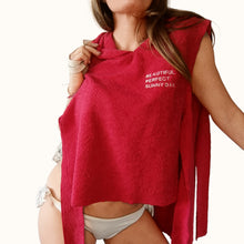 Load image into Gallery viewer, Red Sleeveless Poncho with embroidery
