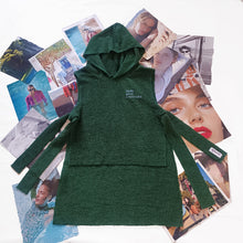 Load image into Gallery viewer, Green Sleeveless Poncho with embroidery
