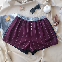 Load image into Gallery viewer, Bordeaux pinstriped boxerina shorts with bordeaux checkered back
