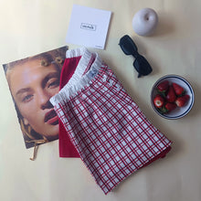 Load image into Gallery viewer, Red checkered shorts with red back
