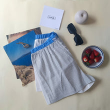 Load image into Gallery viewer, White shorts with black stripes and white back

