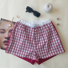 Load image into Gallery viewer, Red checkered shorts with red back
