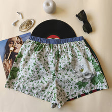 Load image into Gallery viewer, Red-and-green striped boxer shorts with a floral back with pockets
