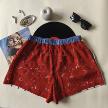 Carica l'immagine nel visualizzatore di Gallery, Boxerina a righe nere e rame con retro in pizzo rosso mattone con tasche
