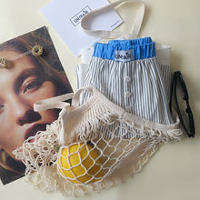 Load image into Gallery viewer, White shorts with black stripes and white back
