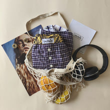 Carica l'immagine nel visualizzatore di Gallery, Boxerina a quadretti viola e retro a righe viola con tasche

