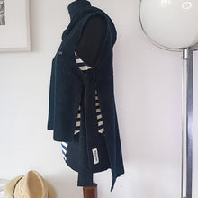 Load image into Gallery viewer, Black Sleeveless Poncho with embroidery
