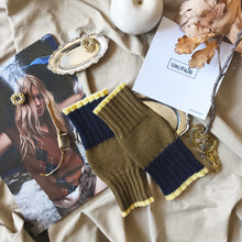 Load image into Gallery viewer, UN/PAIR Fingerless gloves Olive Green Blue Yellow
