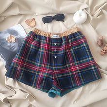 Load image into Gallery viewer, Bordeaux pinstriped boxerina shorts with bordeaux checkered back
