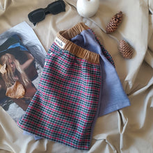 Load image into Gallery viewer, Bordeaux pinstriped boxerina shorts with bordeaux checkered back
