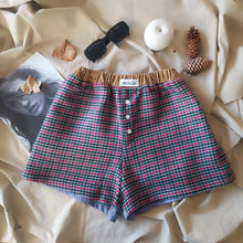 Load image into Gallery viewer, Bordeaux pinstriped boxerina shorts with bordeaux checkered back
