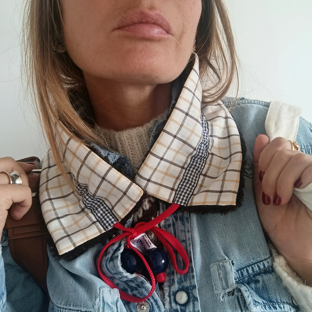 COLLAR UN/PAIR YELLOW SQUARES MONTONCINO DARK BROWN