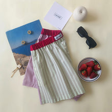 Load image into Gallery viewer, Green striped boxerina and antique pink colour with pockets

