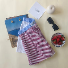 Carica l&#39;immagine nel visualizzatore di Gallery, Boxerina Righe rosse con retro Jacquard bianco con tasche
